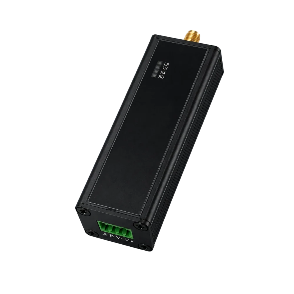 KC25 黑色鋁合金 LoRaWAN RS-485 採集器，帶天線接口和四枚狀態指示燈