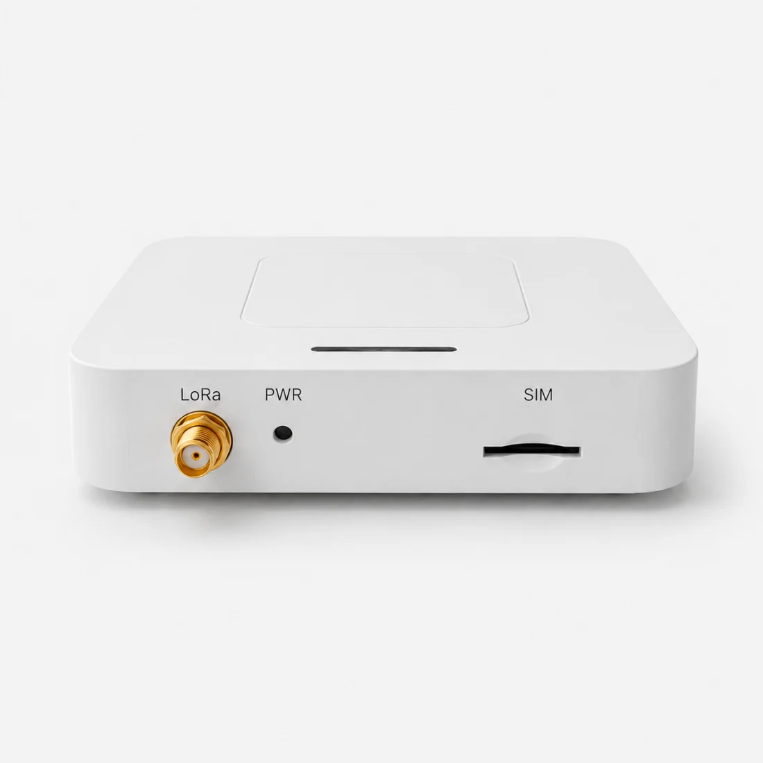 Front view of the white GD61x indoor LoRaWAN gateway