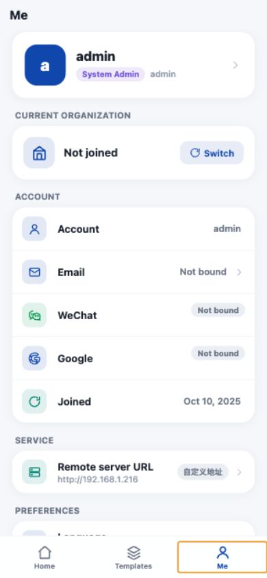 TapLink profile screen