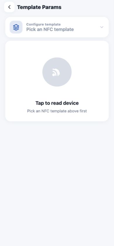 TapLink template parameter screen