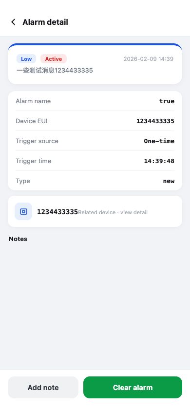 ThinkLink APP alarm details