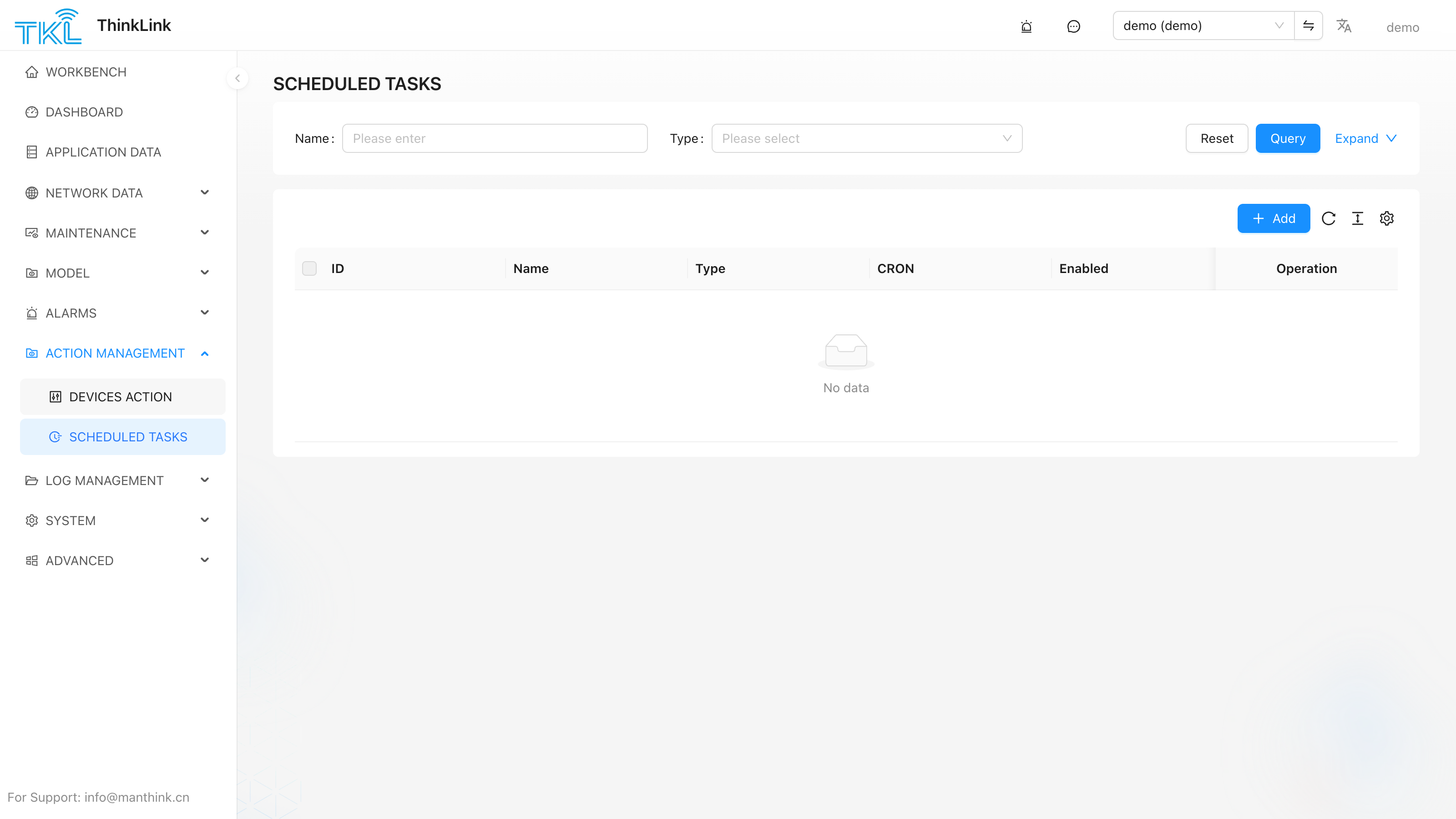 Scheduled Tasks page